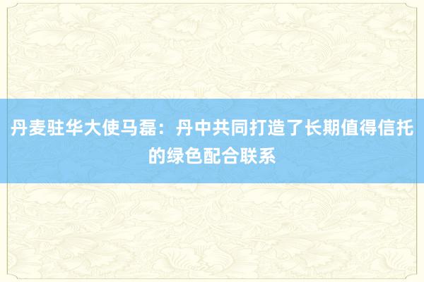 丹麦驻华大使马磊：丹中共同打造了长期值得信托的绿色配合联系