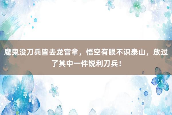 魔鬼没刀兵皆去龙宫拿，悟空有眼不识泰山，放过了其中一件锐利刀兵！