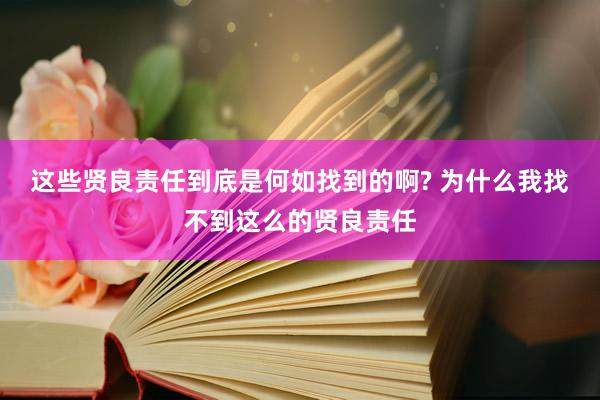 这些贤良责任到底是何如找到的啊? 为什么我找不到这么的贤良责任