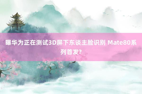 曝华为正在测试3D屏下东谈主脸识别 Mate80系列首发?