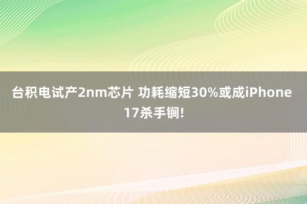 台积电试产2nm芯片 功耗缩短30%或成iPhone 17杀手锏!