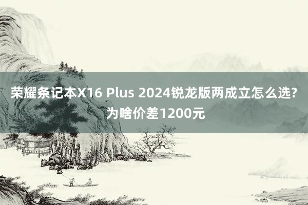 荣耀条记本X16 Plus 2024锐龙版两成立怎么选? 为啥价差1200元