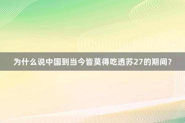 为什么说中国到当今皆莫得吃透苏27的期间？