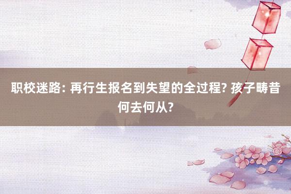 职校迷路: 再行生报名到失望的全过程? 孩子畴昔何去何从?