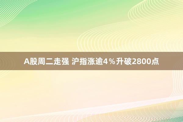 A股周二走强 沪指涨逾4％升破2800点