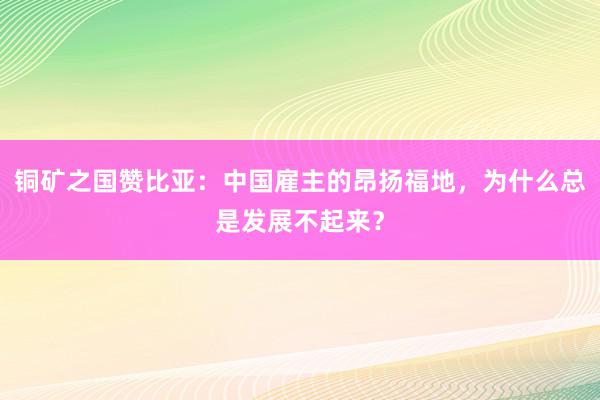 铜矿之国赞比亚：中国雇主的昂扬福地，为什么总是发展不起来？