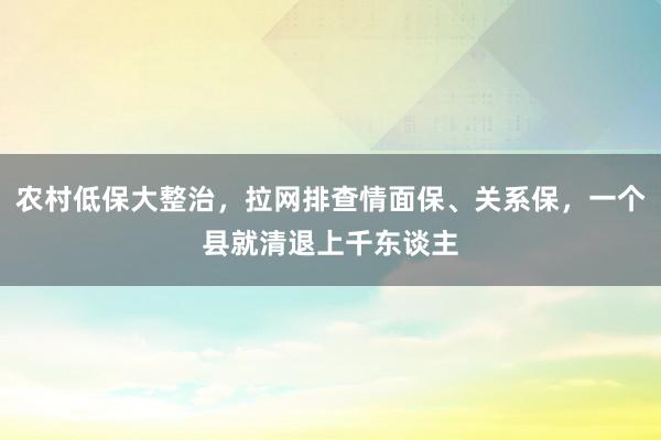 农村低保大整治，拉网排查情面保、关系保，一个县就清退上千东谈主